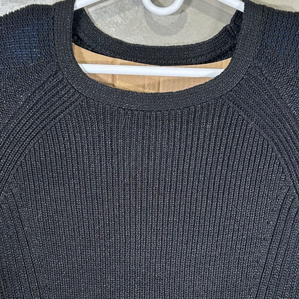 Calvin Klein Womens Black Ribbed Scoop Neck Raglan Sweater Side Buttons Small